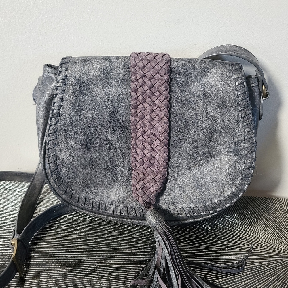 Steven black fringe boho handbag crossbody